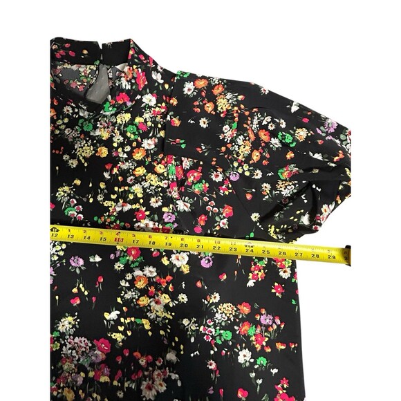 H&M Defined Shoulder Crew-Neck Long Sleeve Multicolor Black Floral  XL Fairy - Picture 5 of 8